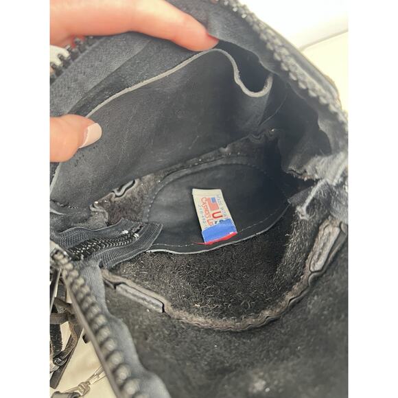 Leather Biker Bag Motorcycle Pouch Black Fringe Casper’s Leather USA Small - Picture 11 of 13